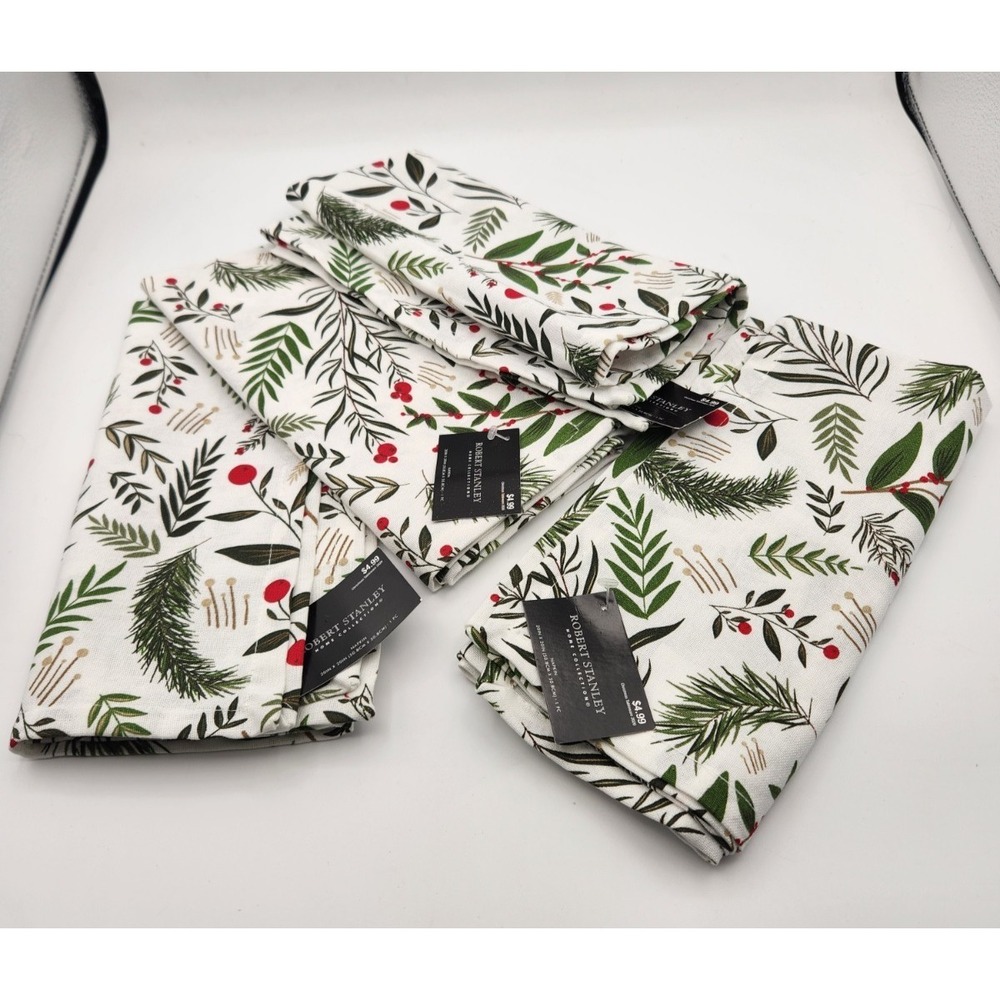Robert Stanley Winter Branches Dinner Napkins Set 4 Christmas Cotton New w/tags
